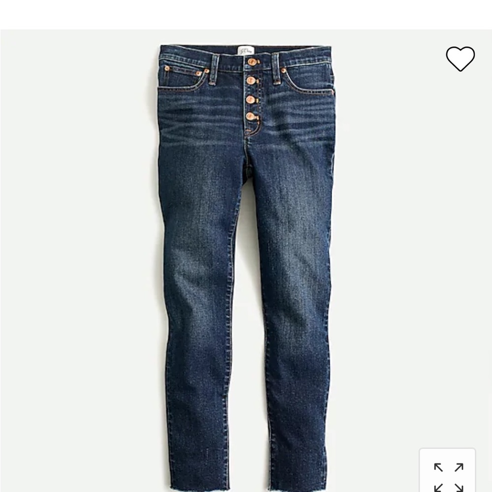 JCrew skinny jeans with button front. Kettle wash. Size 28. Great condition